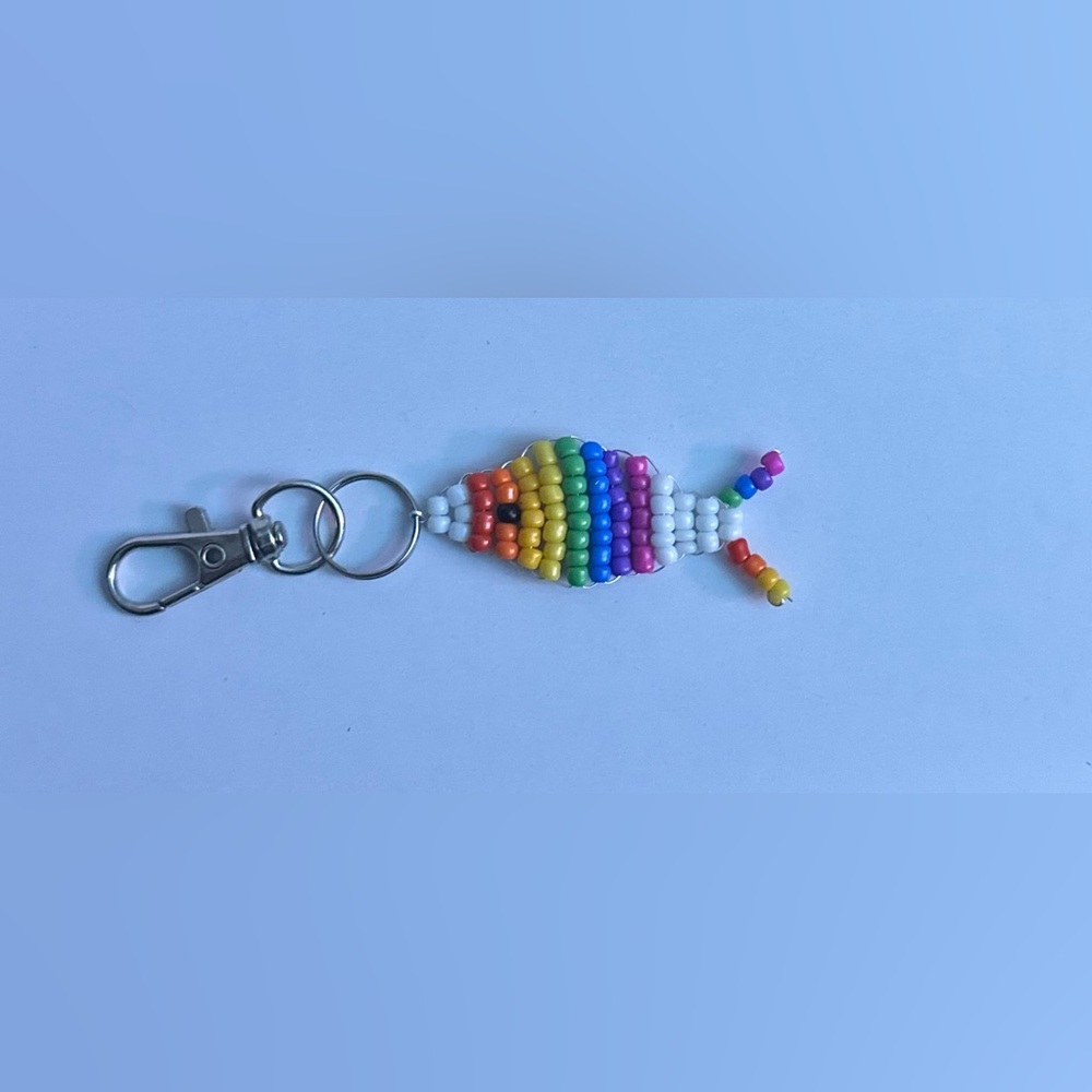 Colorful Beaded Fish Keychain